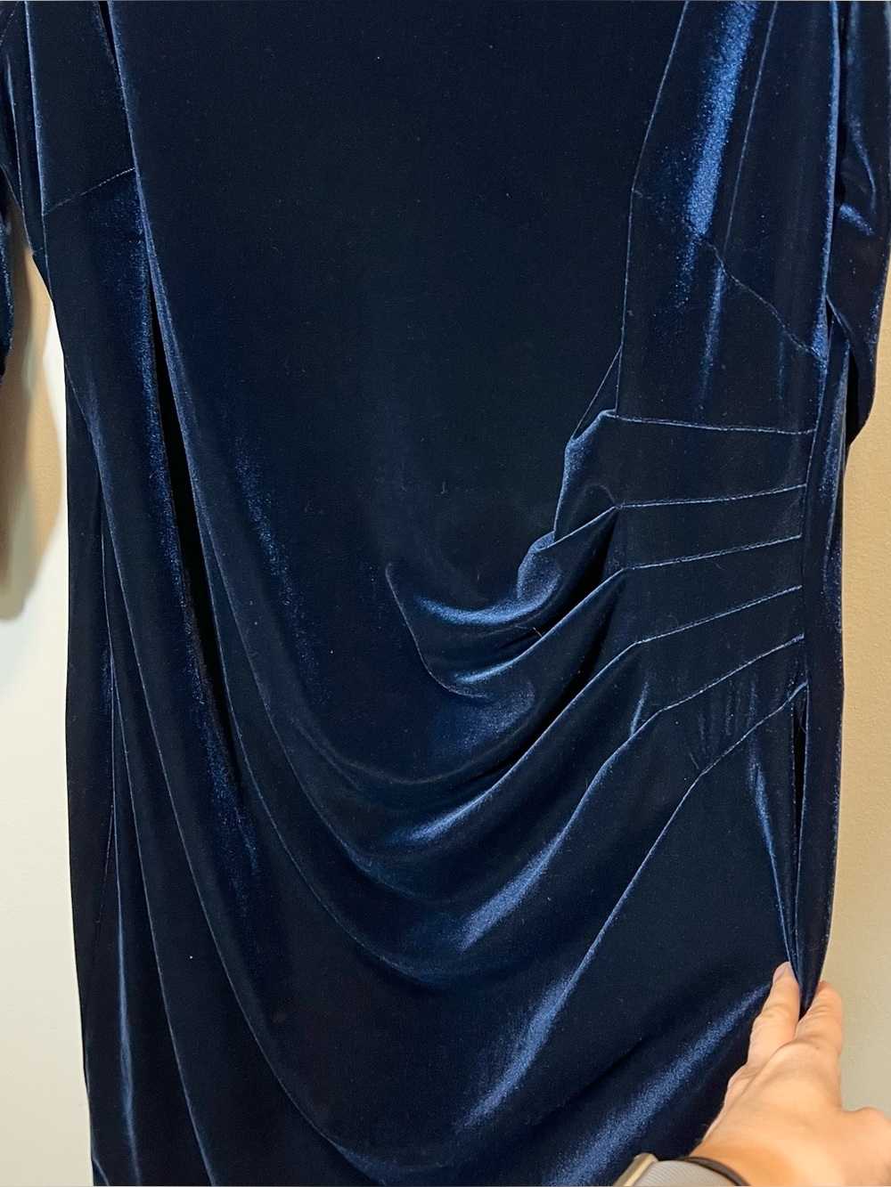 Lauren Ralph Lauren Blue Velvet Boat Neck Dress 14W Formal - Picture 5 of 11